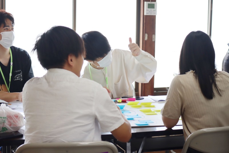 質問に答える学生